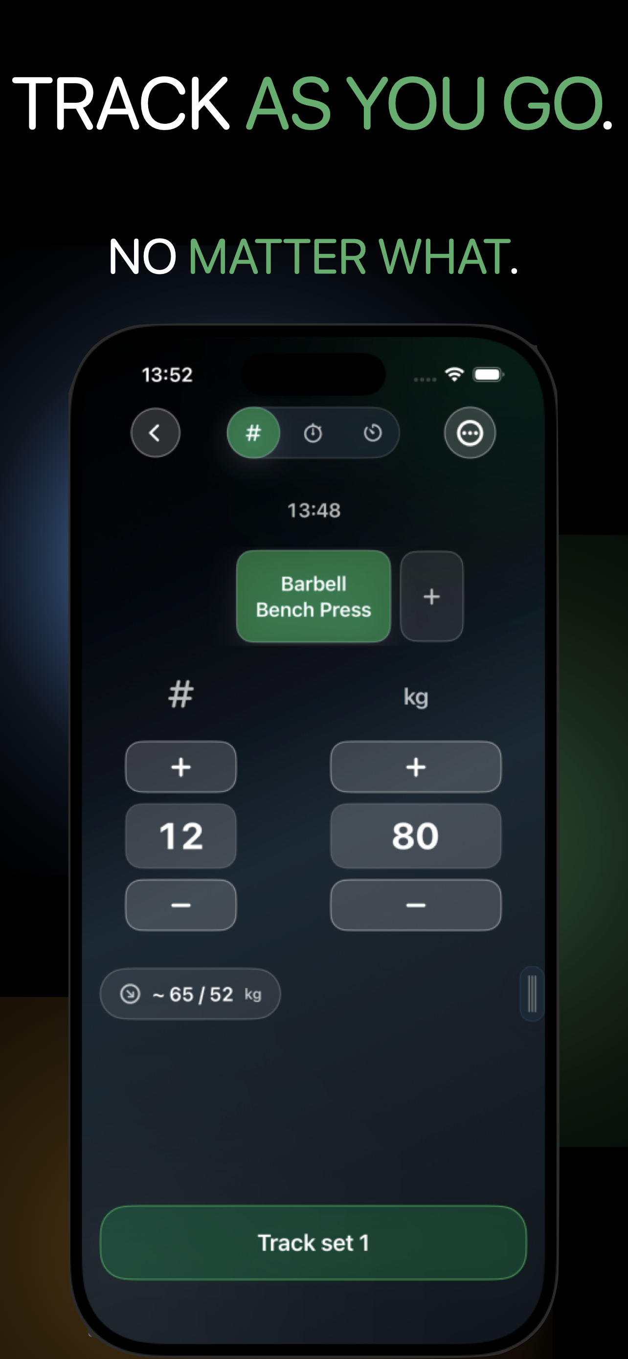 Trackix App Store screenshot: Track as you go